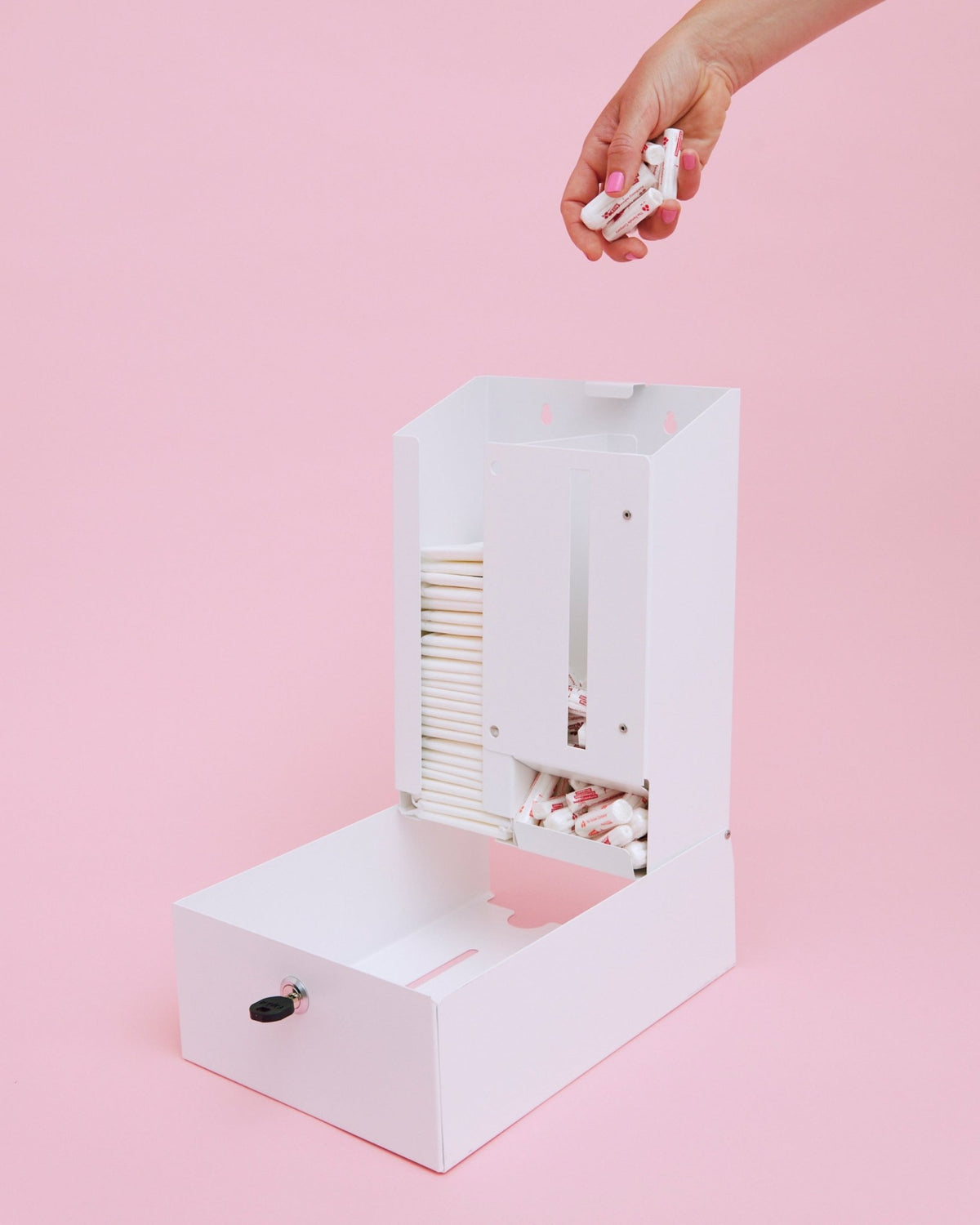 Tampon & Bindenspender inkl. Erstaustattung (200 Bio-Tampons + 40 Bio-Binden)